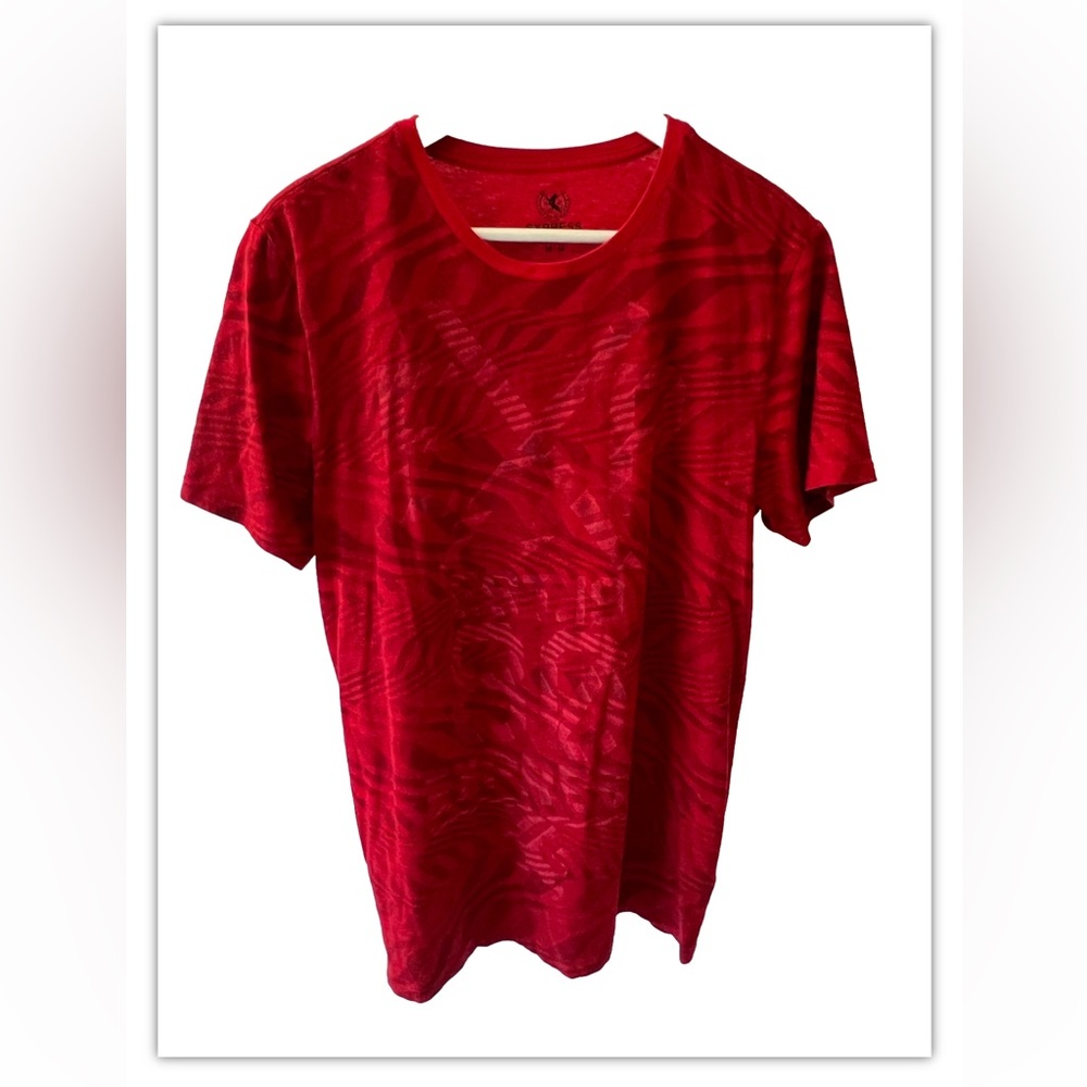 Express Men’s Red Graphic Short Sleeve Cotton Crew Neck T-Shirt Size Medium M